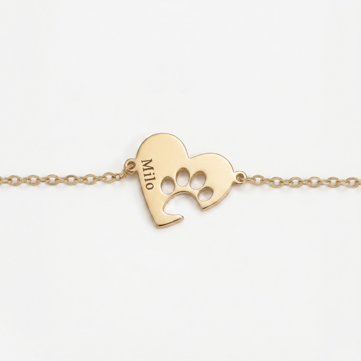 Pulsera Paw Heart de acero con la foto de una mascota grabada a láser
