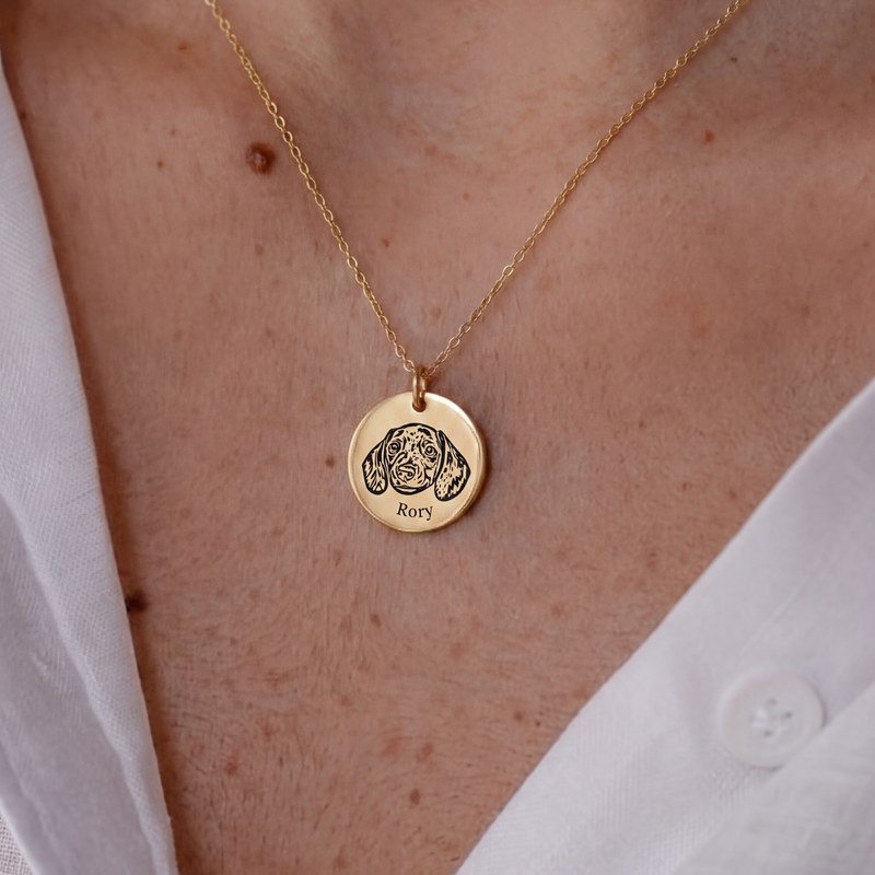 El collar puesto
